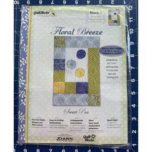 Joann Quilt Blocks Collection 2008 Floral Breeze Block 3 Kit SWEET‎ PEA